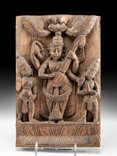 19TH C. TIBETAN WOOD PANEL - S