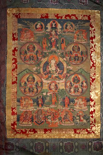19TH C. TIBETAN/NEPAL THANGKA OF
