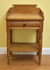 19TH C. TIGER MAPLE WASH STAND