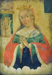 19TH C. TIN ICON PAINTING, A W