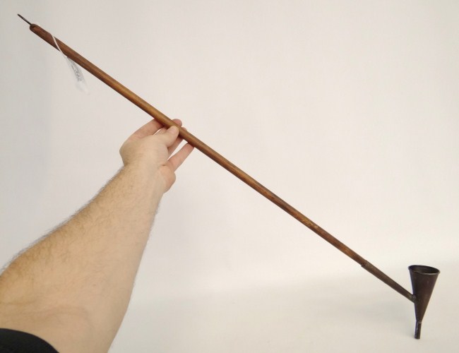 19th c. tin wooden handle oil