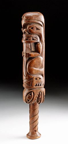 19TH C. TLINGIT WOOD FISHING CLUB