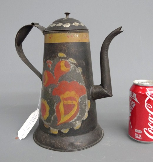 19th c. tole decorated coffee