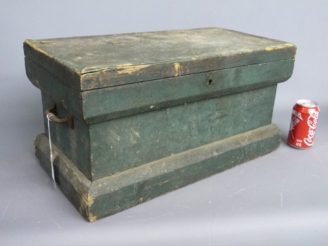 19th c. toolbox in green paint.