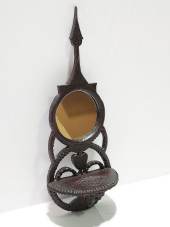 19TH C TRAMP FOLK ART WALL MIR