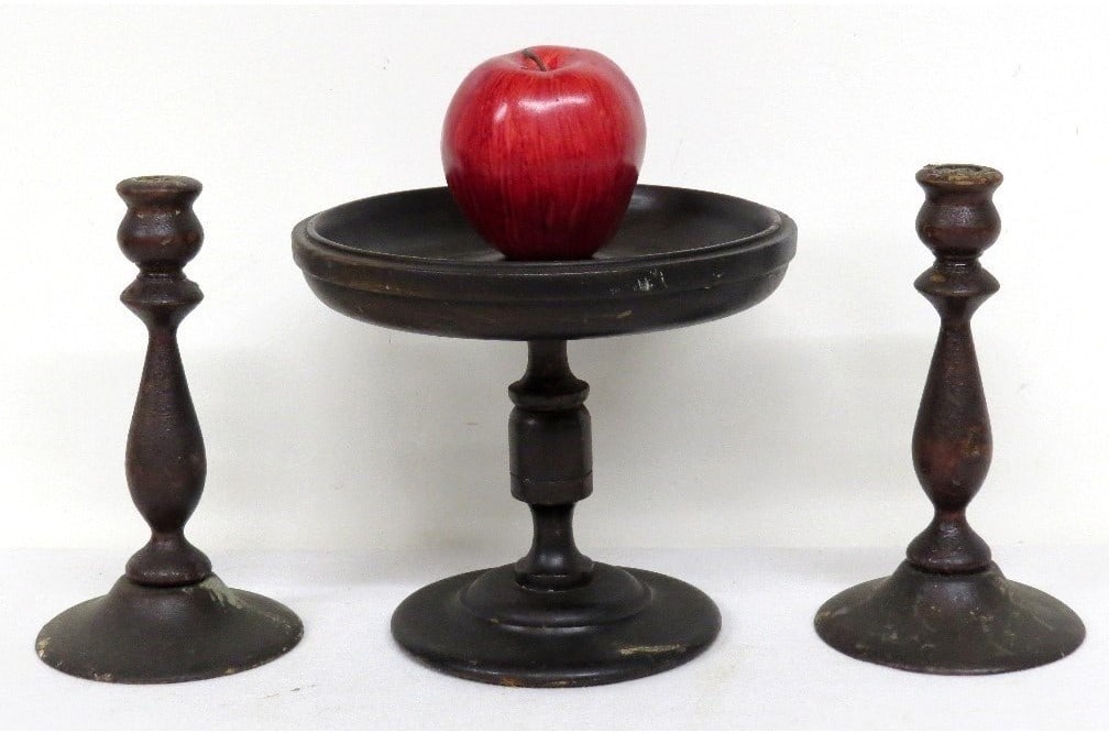 19TH C. TREENWARE CANDLESTICKS
