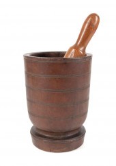 19TH C. TREENWARE WOODEN MORTA