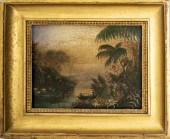 19TH C. TROPICAL ISLAND LANDSC