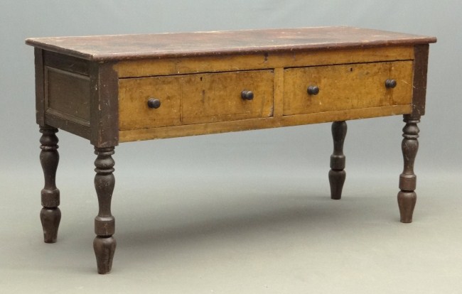 19th c. two drawer work table in