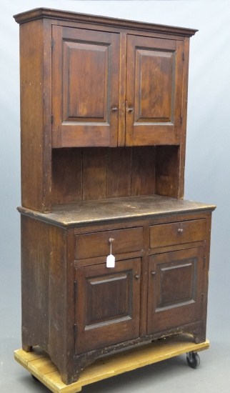 19th c. two part stepback cupboard.