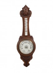 19TH C. VICTORIAN OAK ANEROID