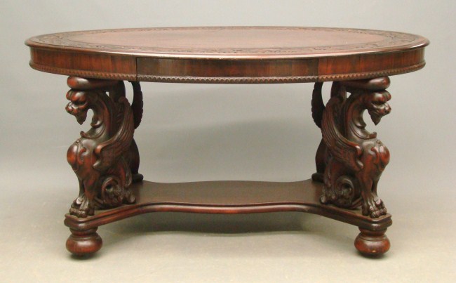 19th c. Victorian oval carved top