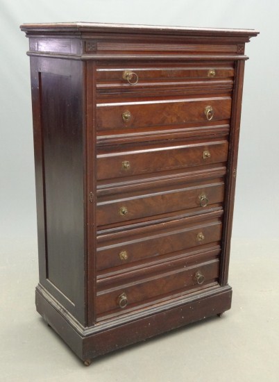 19th c. Victorian side locking burl