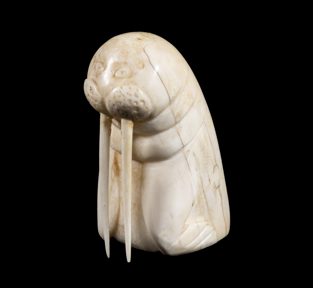 19TH C. WALRUS TUSK PORTRAIT OF A