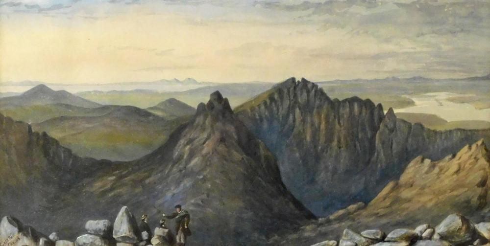 19TH C. WATERCOLOR, "GOAT FELL