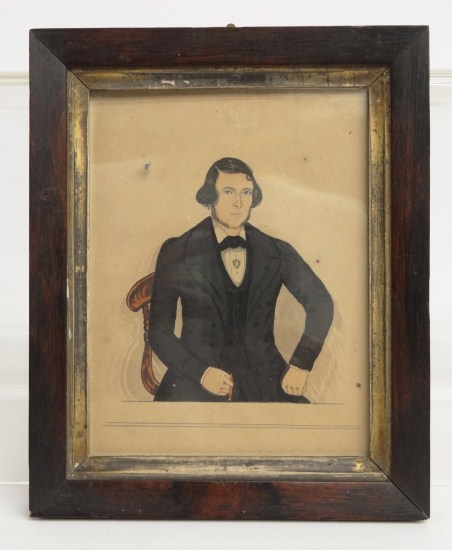 19th c. watercolor man with