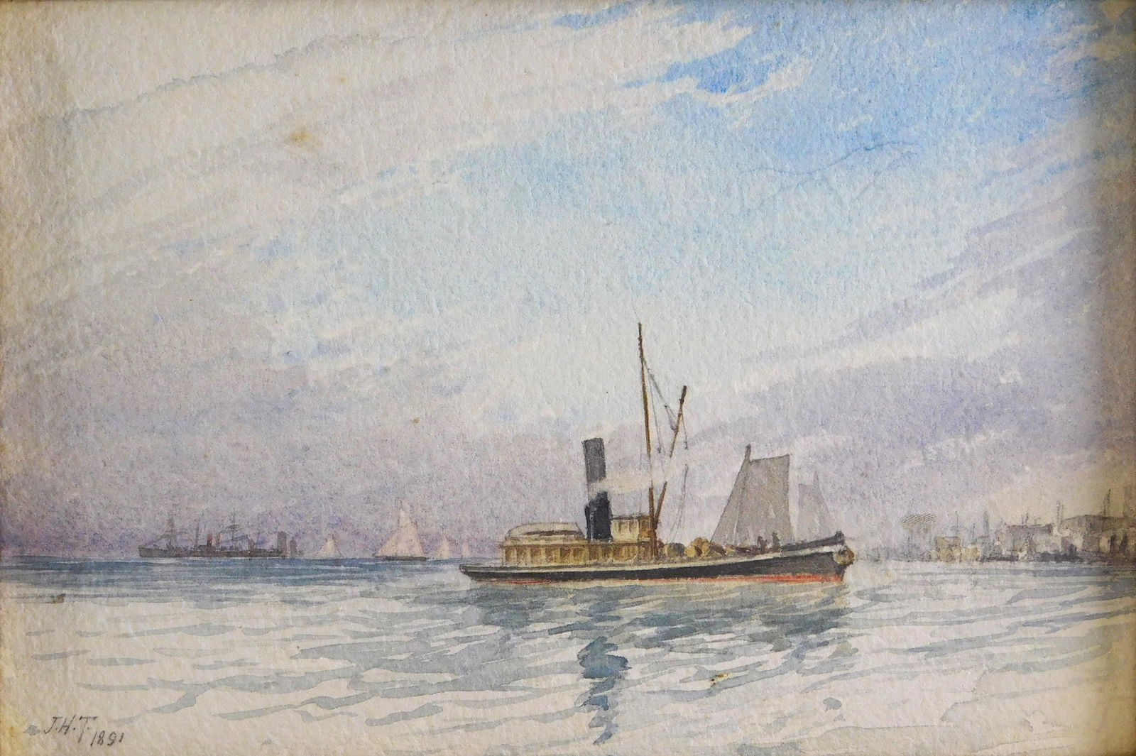 19TH C. WATERCOLOR OF STEAMSHIP