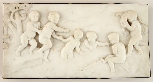 19TH C. WHITE MARBLE PLAQUE