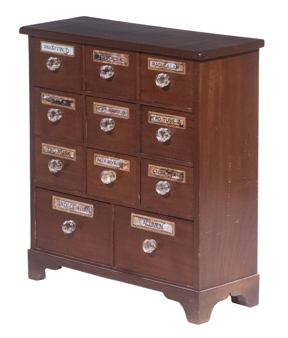 19TH C. WOODEN APOTHECARY