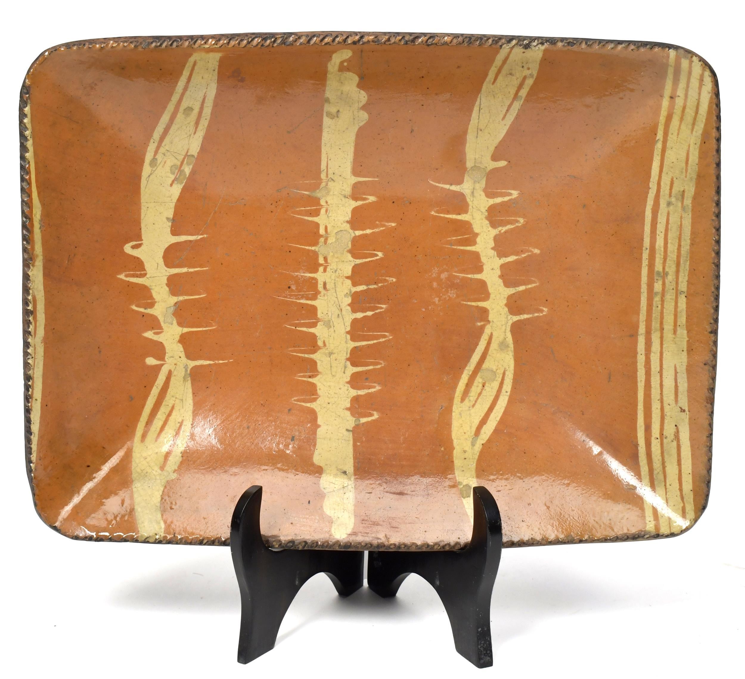 19TH C. YELLOW SLIP DECORATED
