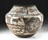 19TH C. ZUNI POLYCHROME OLLA W