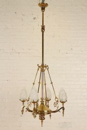 19TH CENT. FOUR ARM BRASS CHAN