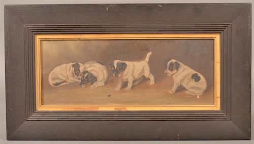 19TH CENT. PAINTING OF FOUR PUPPIES