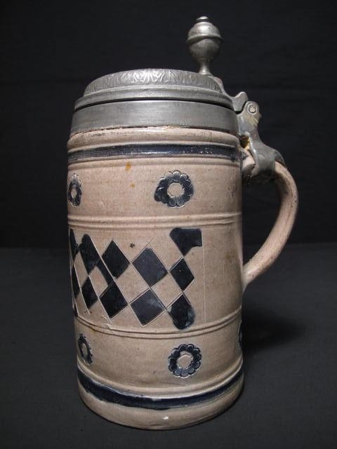 19th century blue decorated salt