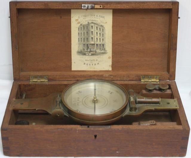 19TH CENTURY BOXED COMPASS.