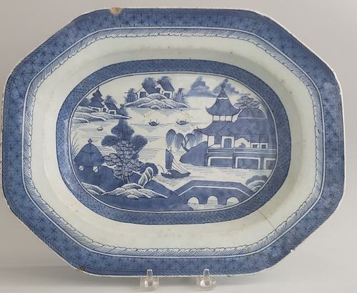 19TH CENTURY CANTON BLUE AND