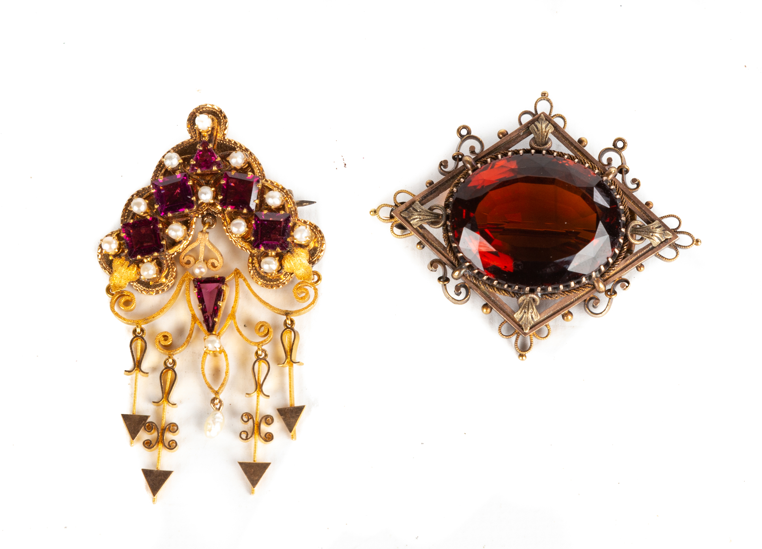 19TH CENTURY CITRINE AND AMETHYST