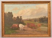 19TH CENTURY COWS BY A STREAM