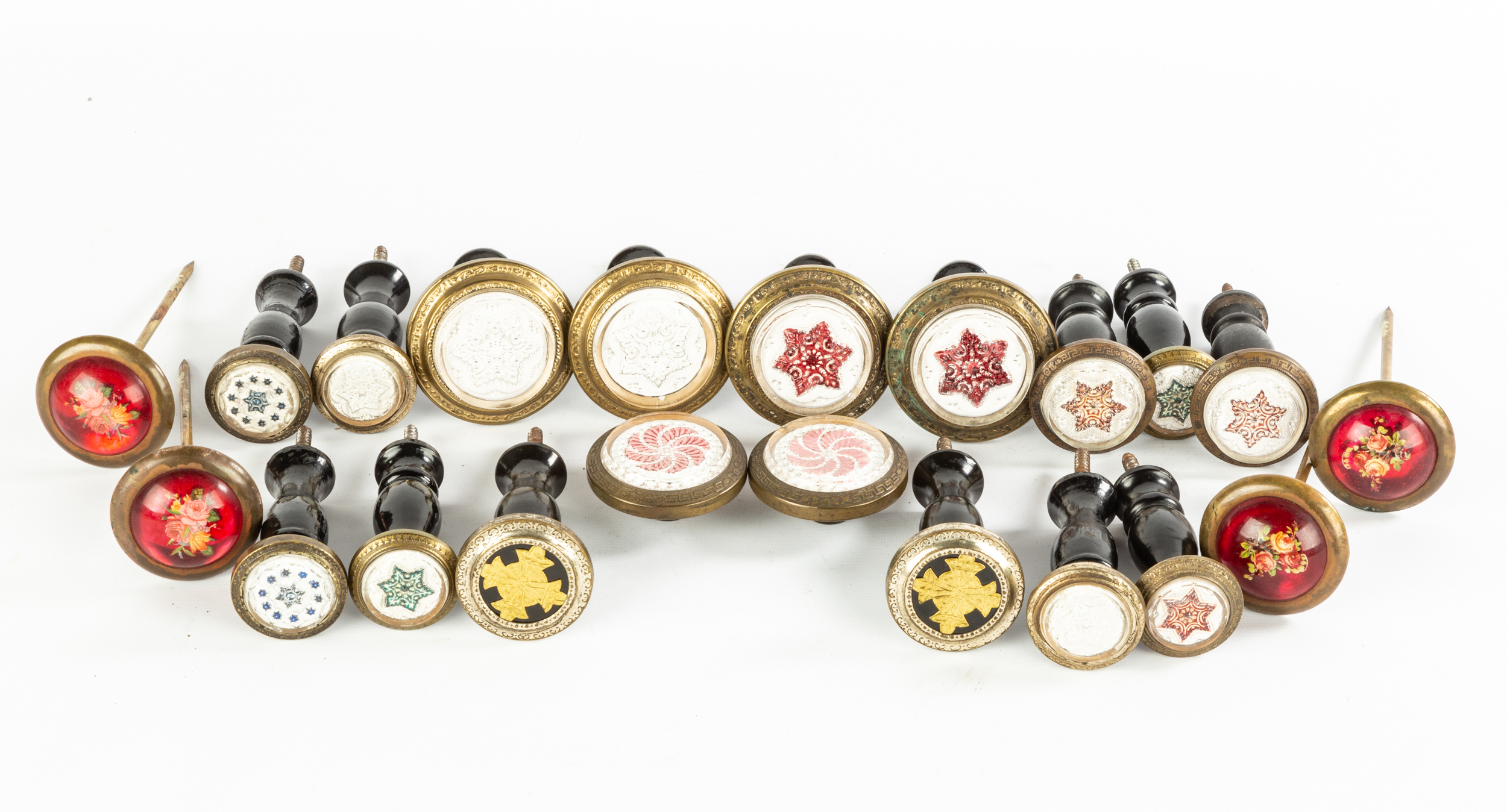 19TH CENTURY CURTAIN TIE BACKS,