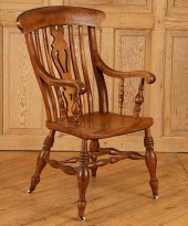 19TH CENTURY ELM OPEN ARM CHAI