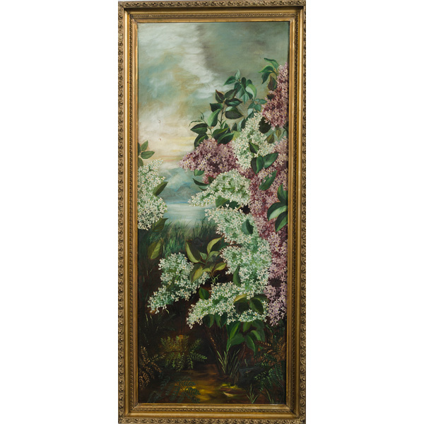 19th Century Floral Painting Oil on