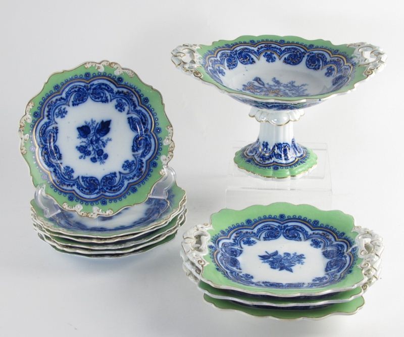 19th Century Flow Blue Dessert