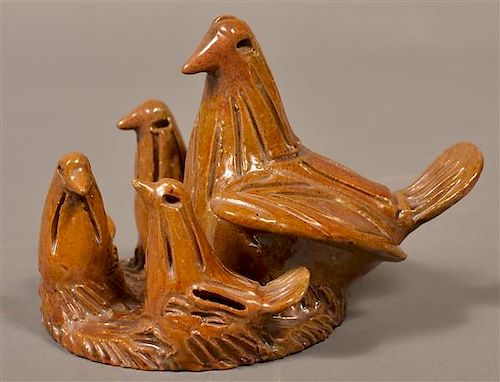 19TH CENTURY GLAZED REDWARE NEST OF