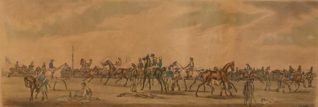 19TH CENTURY HORSE RACING COLORED