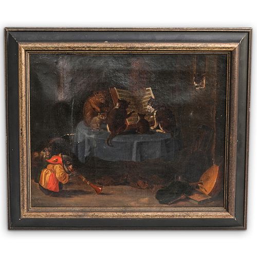 19TH CENTURY INTERIOR SCENE OIL