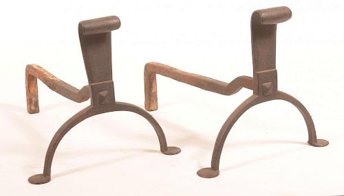 19TH CENTURY IRON ANDIRONS.19th