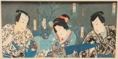 19th century Japanese tryptych