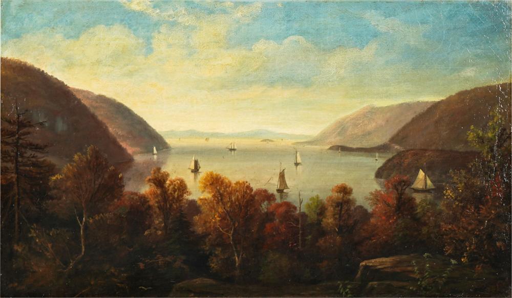 19TH CENTURY: LAKE LANDSCAPEoil