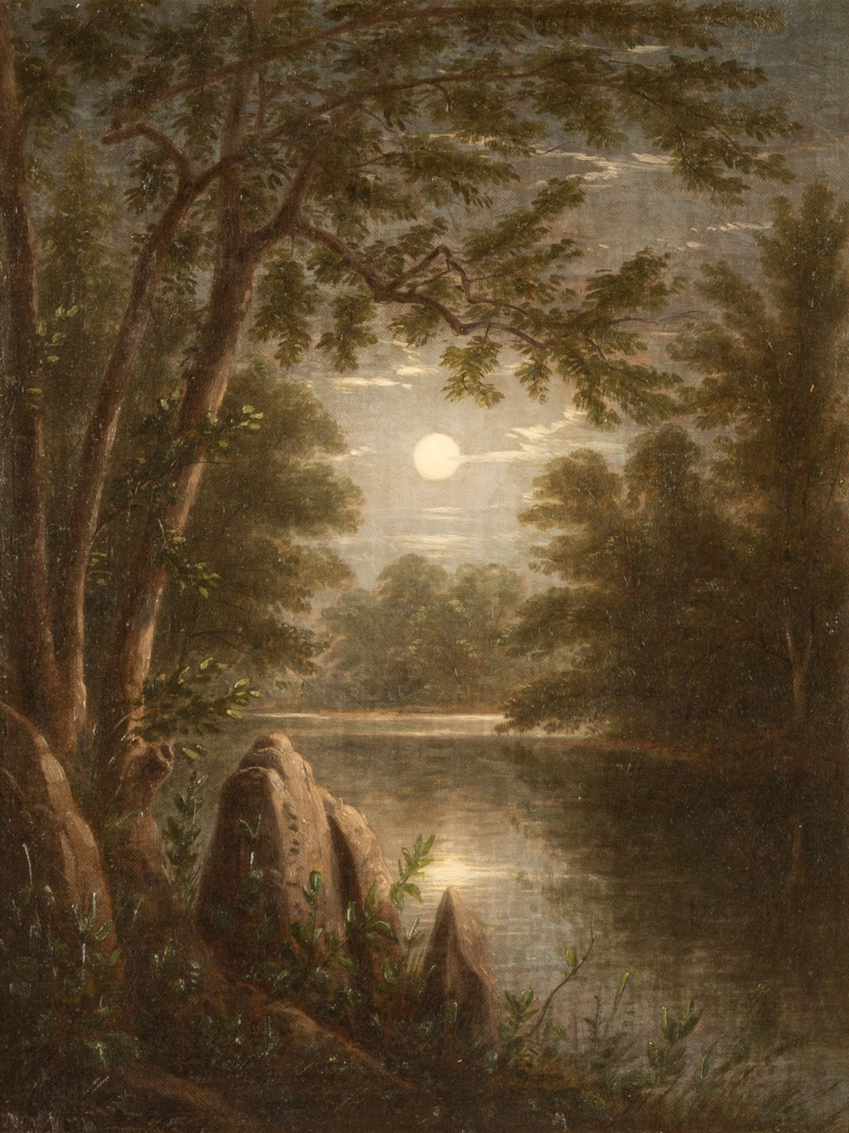 19TH CENTURY MOON RISE PAINING