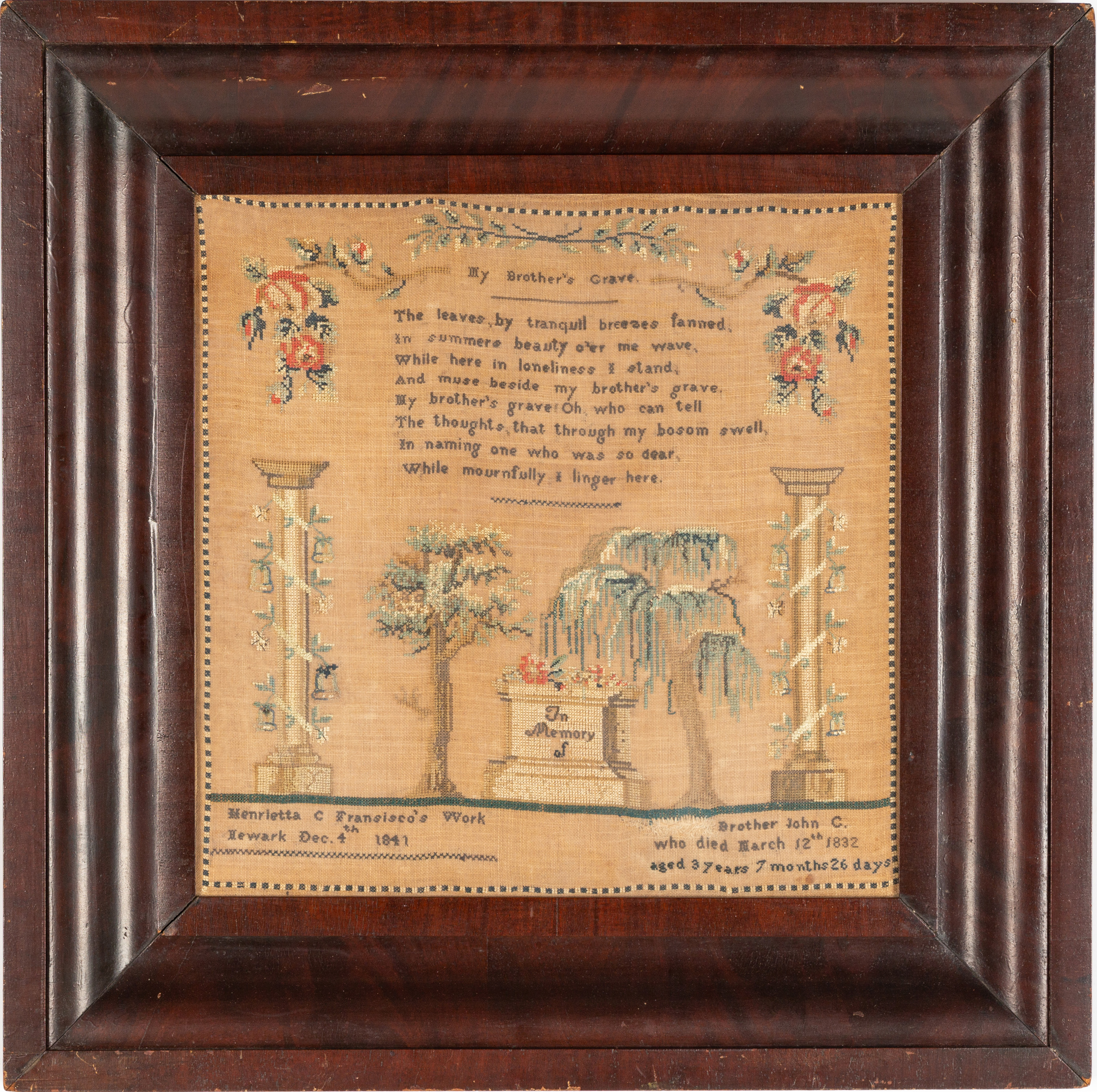 19TH CENTURY MOURNER EMBROIDERY