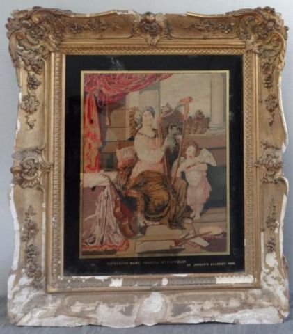 19th Century Needlepoint of Harp