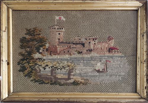 19TH CENTURY NEEDLEWORK EMBROIDERY,