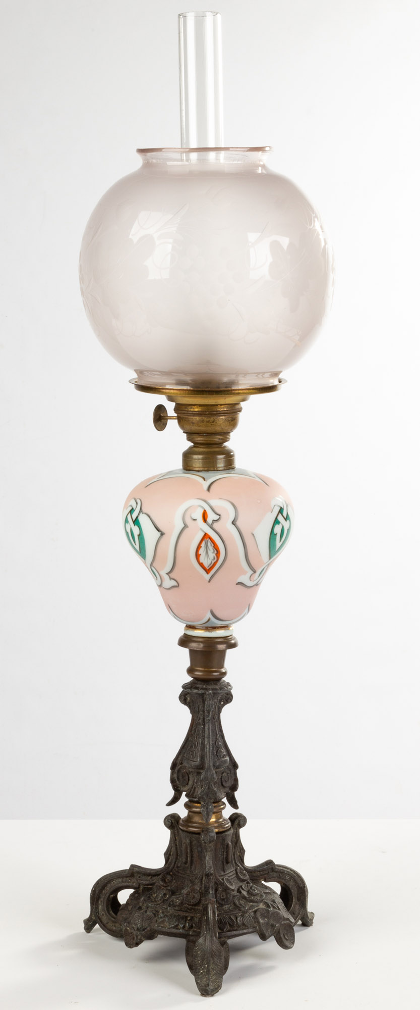19TH CENTURY OIL LAMP Decorated