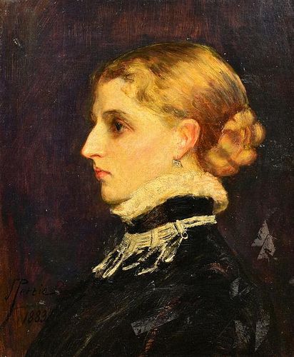 19TH CENTURY OIL ON BOARD FEMALE