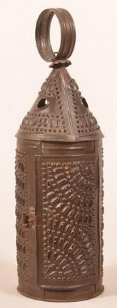 19TH CENTURY PUNCHED TIN CANDL