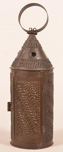 19TH CENTURY PUNCHED TIN CANDLE
